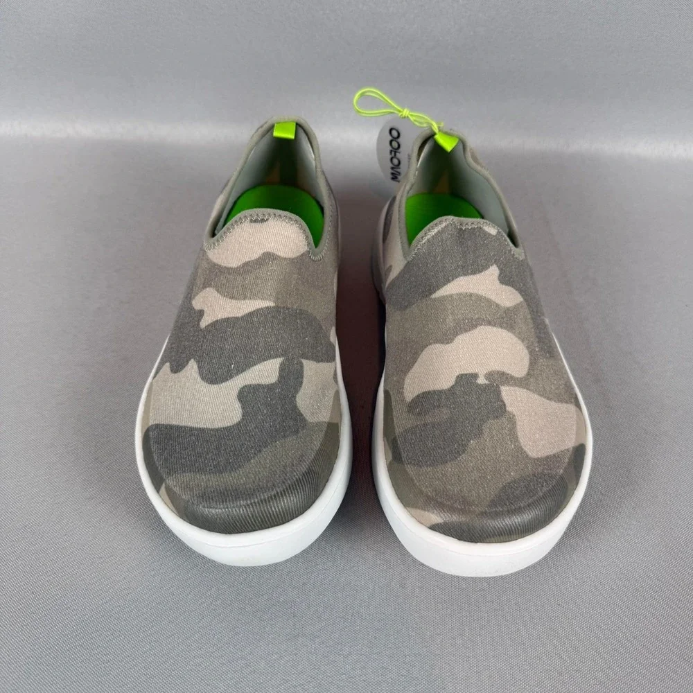 Oofos OOmg Eezee Recovery Sneakers Womens 6 White Green Camo Slip-On Shoes NIB